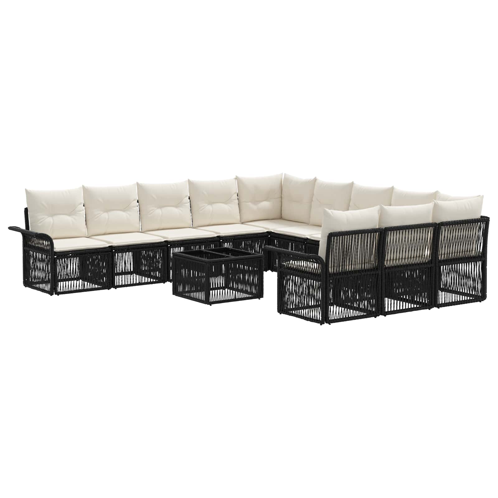 Ensemble de canapé de jardin 12 pcs Noir polyrotin - XIOS
