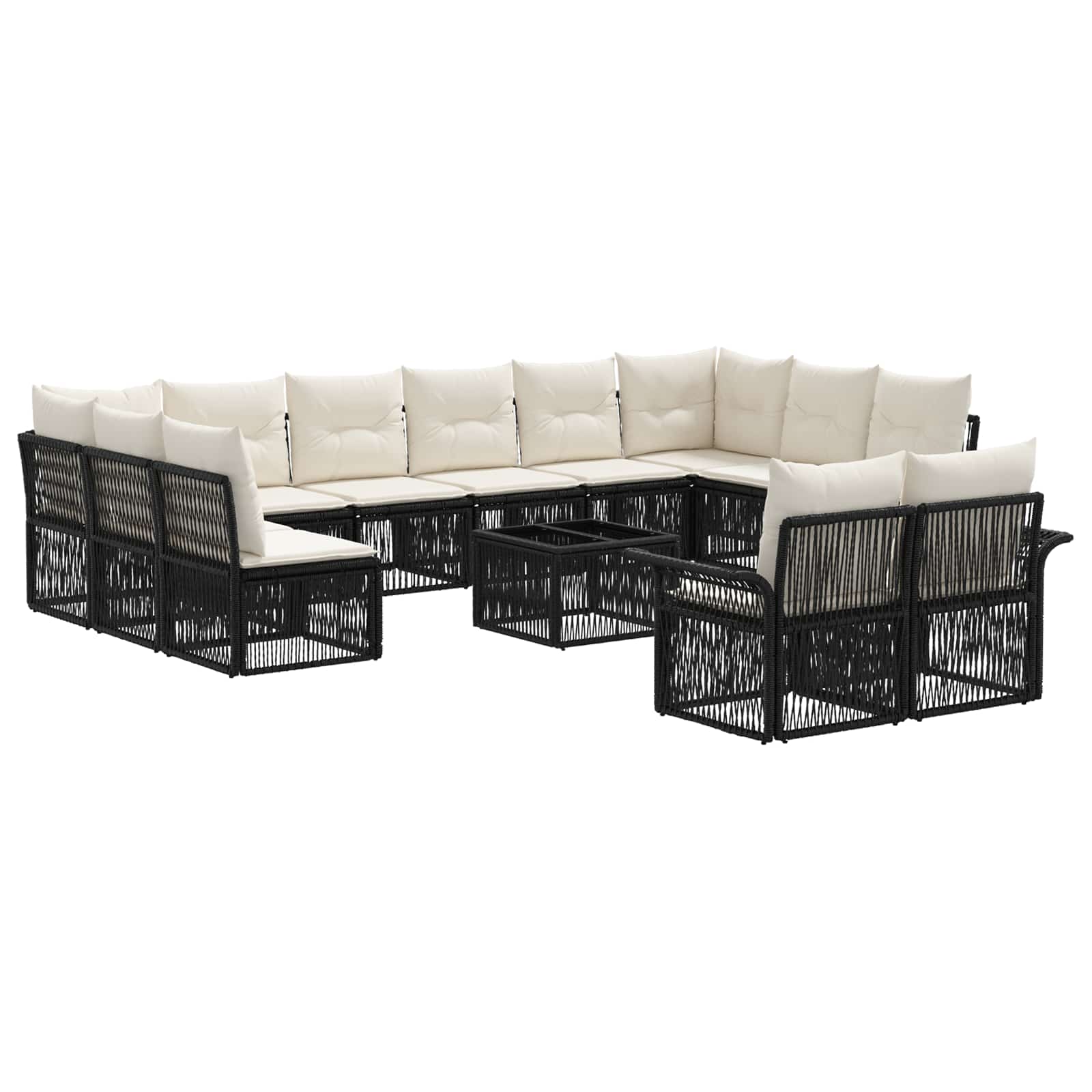 Ensemble de canapé de jardin 13 pcs Noir polyrotin - XIOS