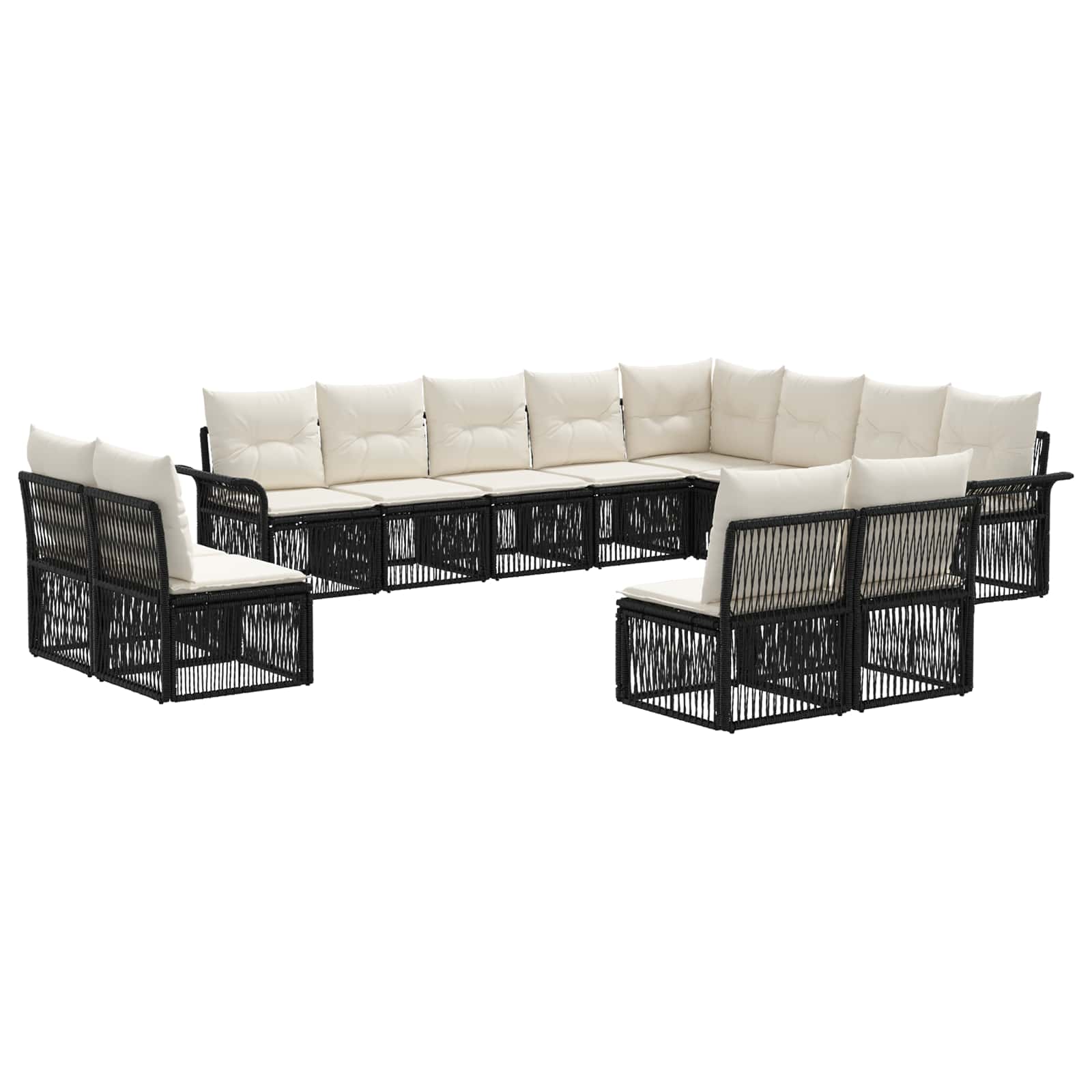 Ensemble de canapé de jardin 12 pcs Noir polyrotin - XIOS