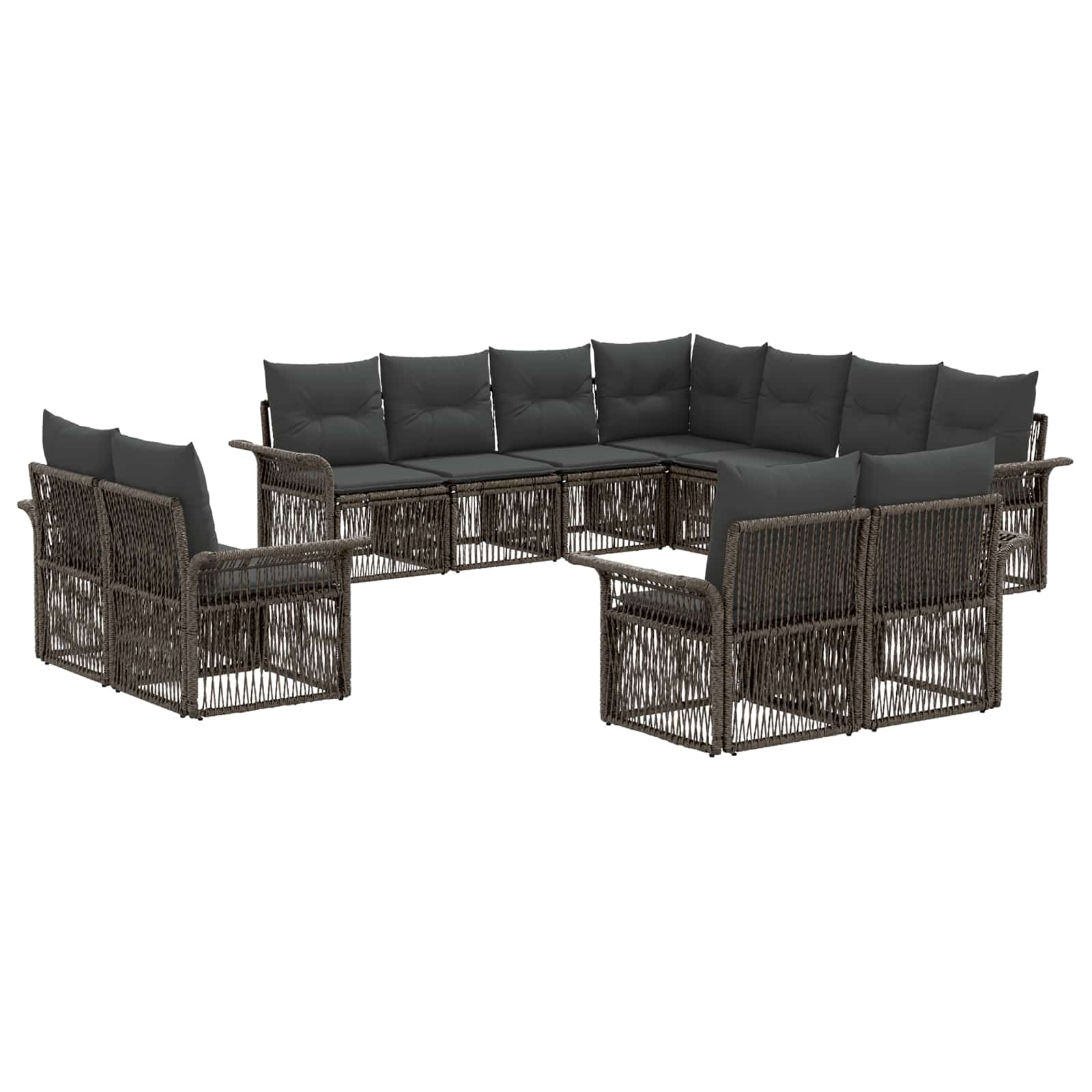 Ensemble de canapé de jardin 11 pcs Gris et Gris foncé - XIOS