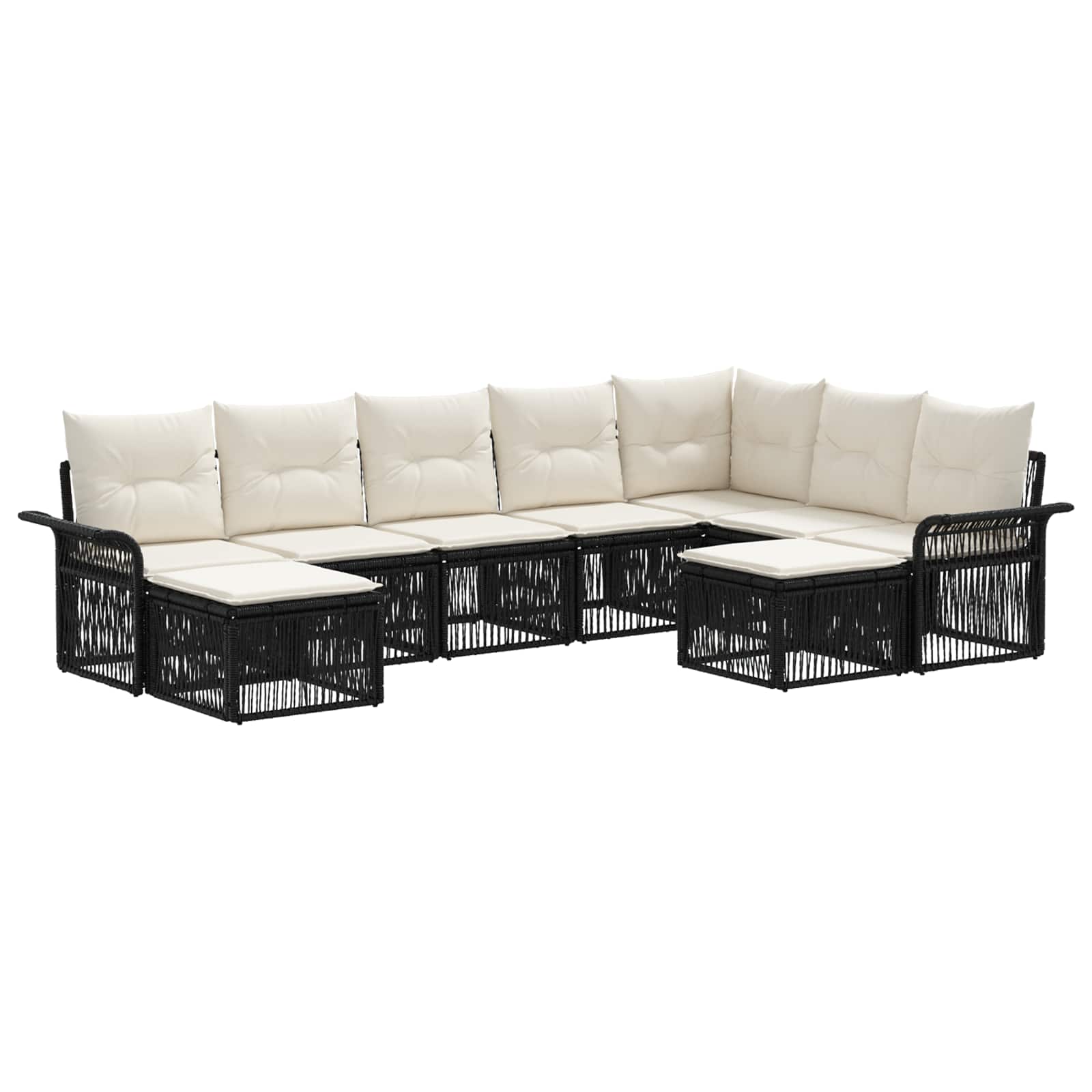 Ensemble de canapé de jardin 9 pcs Noir et blanc crème - XIOS