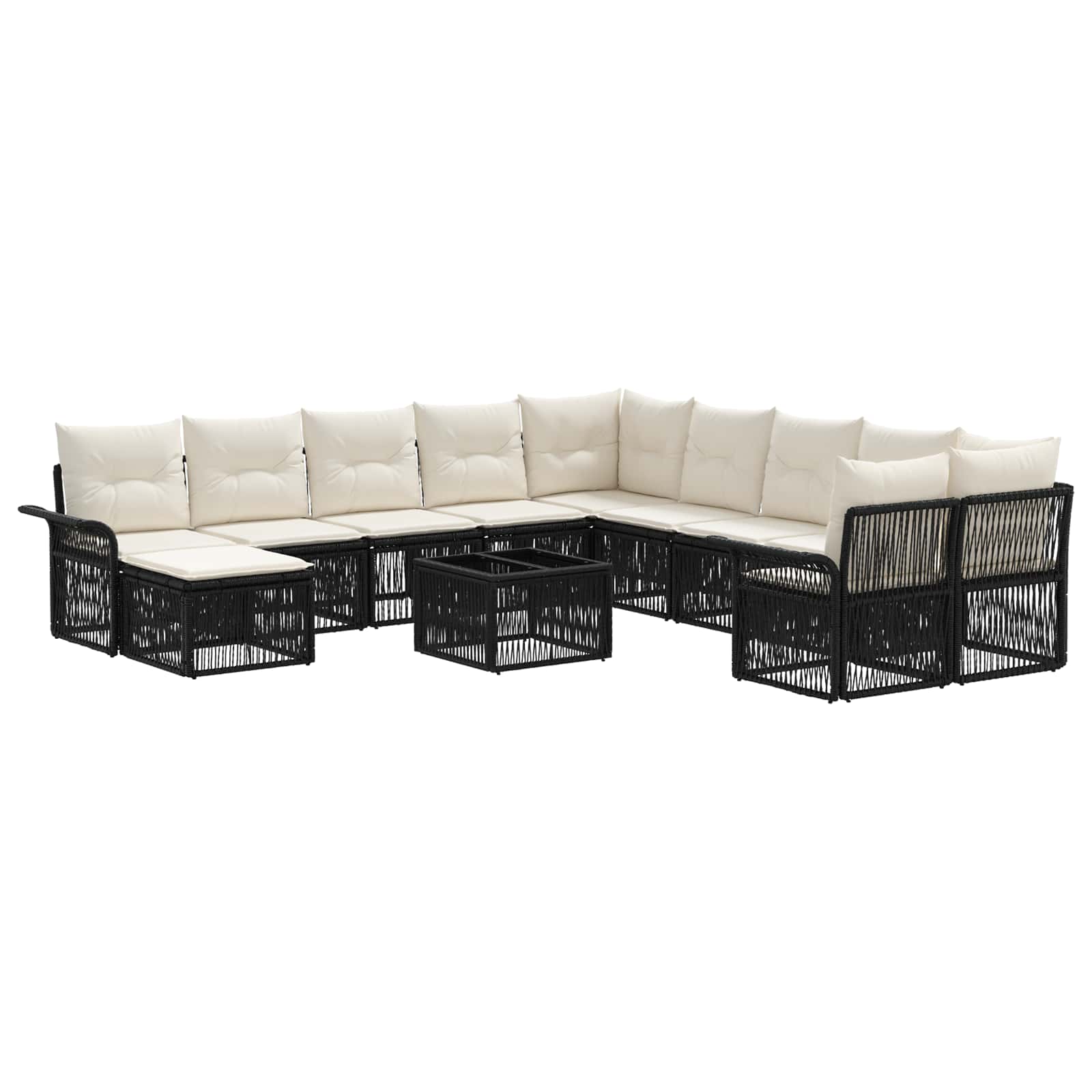 Ensemble de canapé de jardin 12 pcs Noir et blanc crème - XIOS