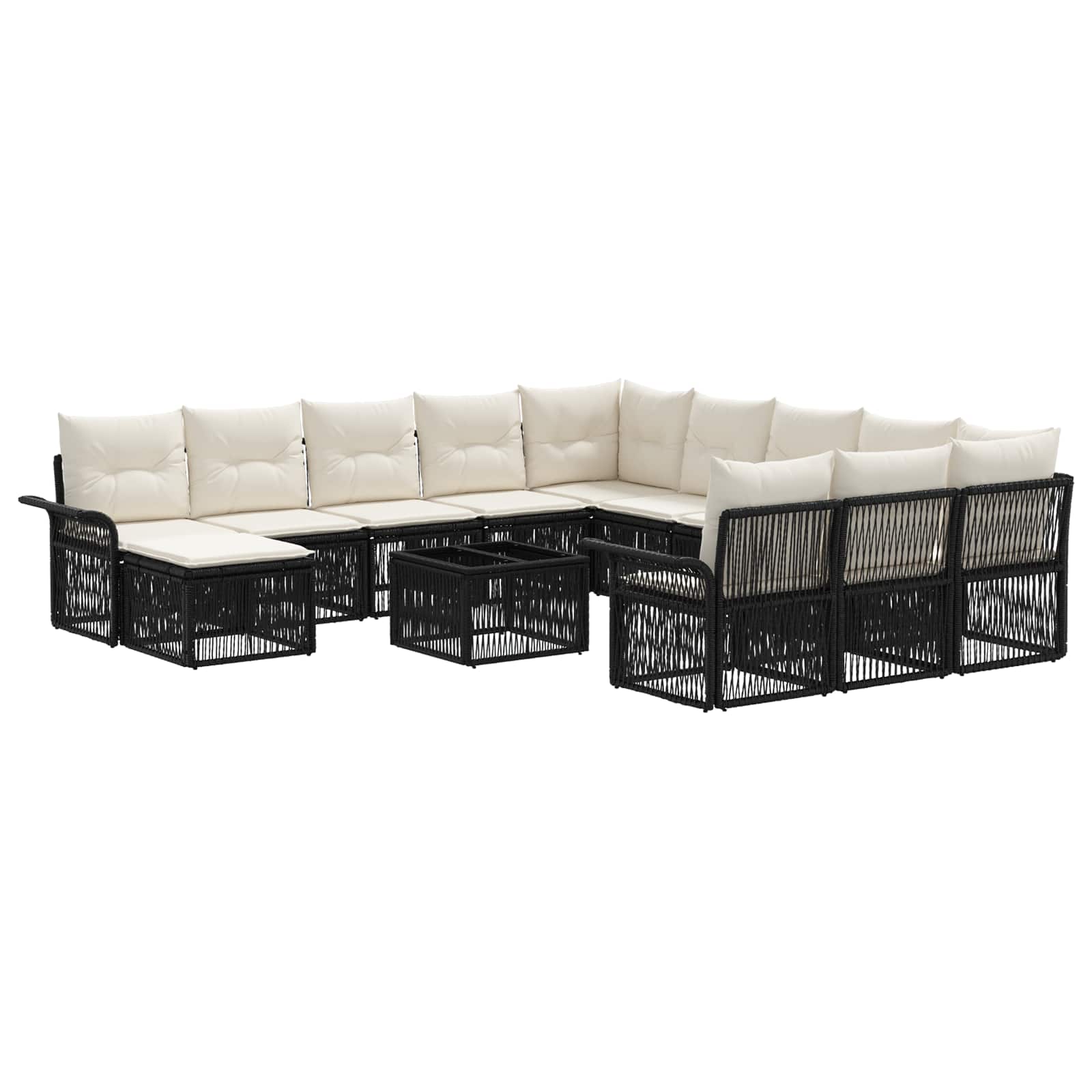 Ensemble de canapé de jardin 13 pcs Noir et blanc crème - XIOS