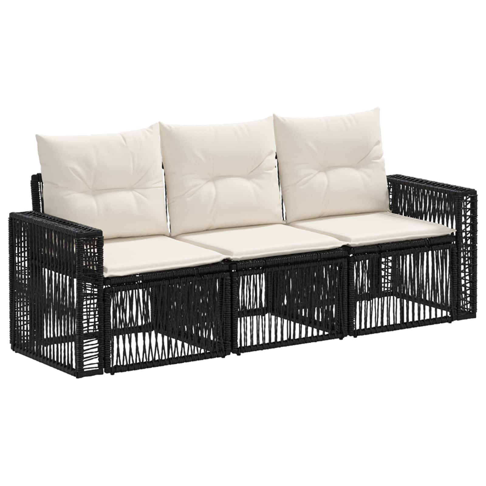 Ensemble de canapé de jardin 3 pcs Noir et blanc crème - XIOS