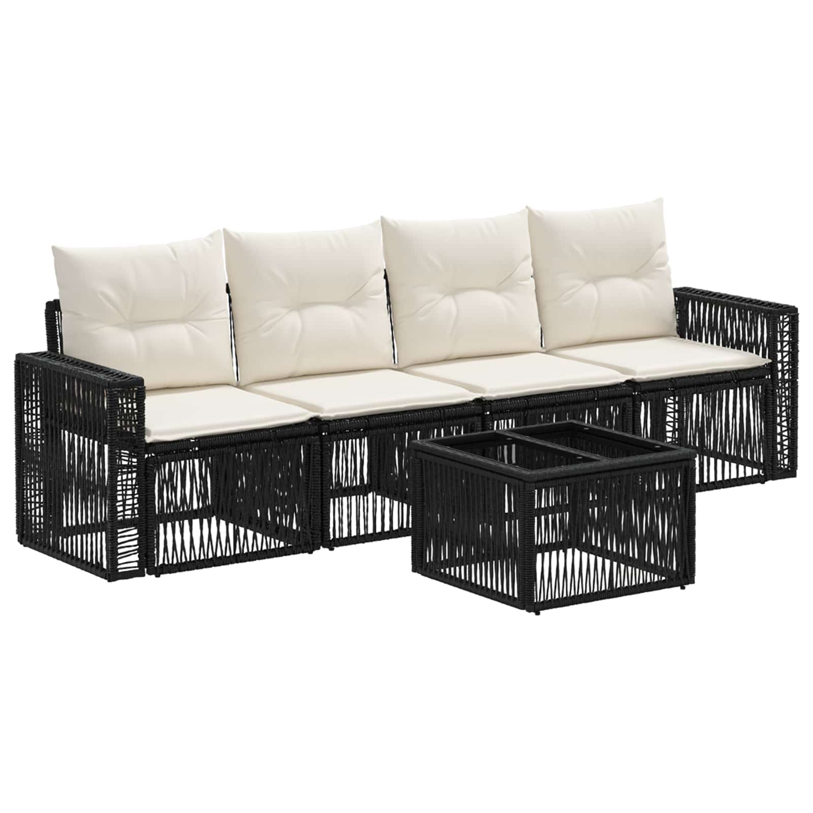 Ensemble de canapé de jardin 5 pcs Noir et blanc crème - XIOS