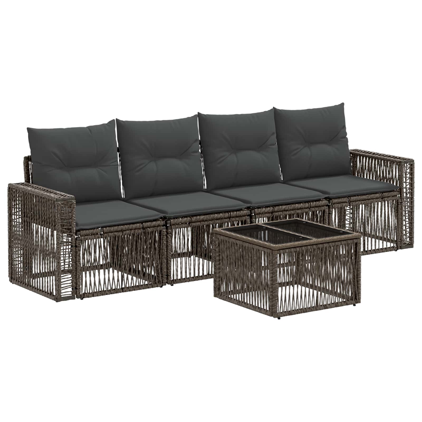 Ensemble de canapé de jardin 5 pcs Gris et Gris foncé polyrotin - XIOS