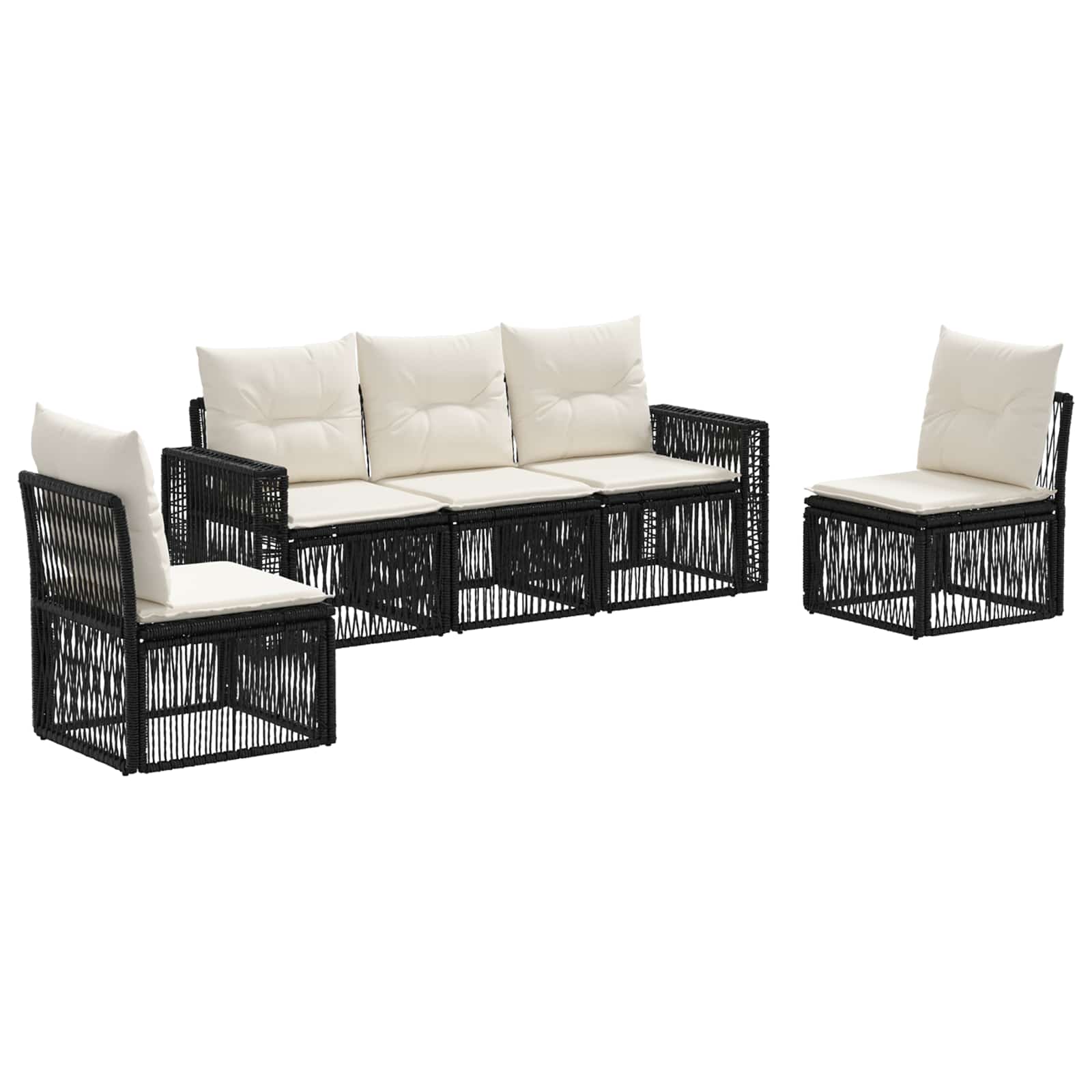 Ensemble de canapé de jardin 5 pcs Noir et blanc crème - XIOS