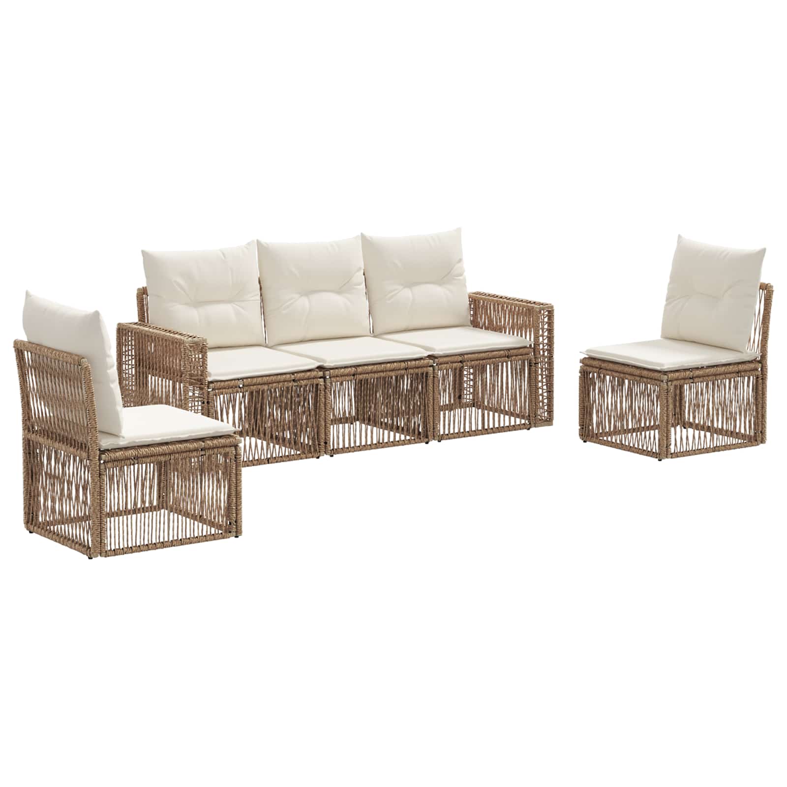 Ensemble de canapé de jardin 5 pcs Beige et blanc crème