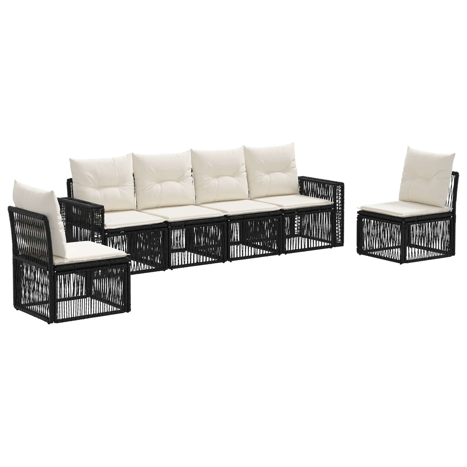 Ensemble de canapé de jardin 6 pcs Noir et blanc crème - XIOS
