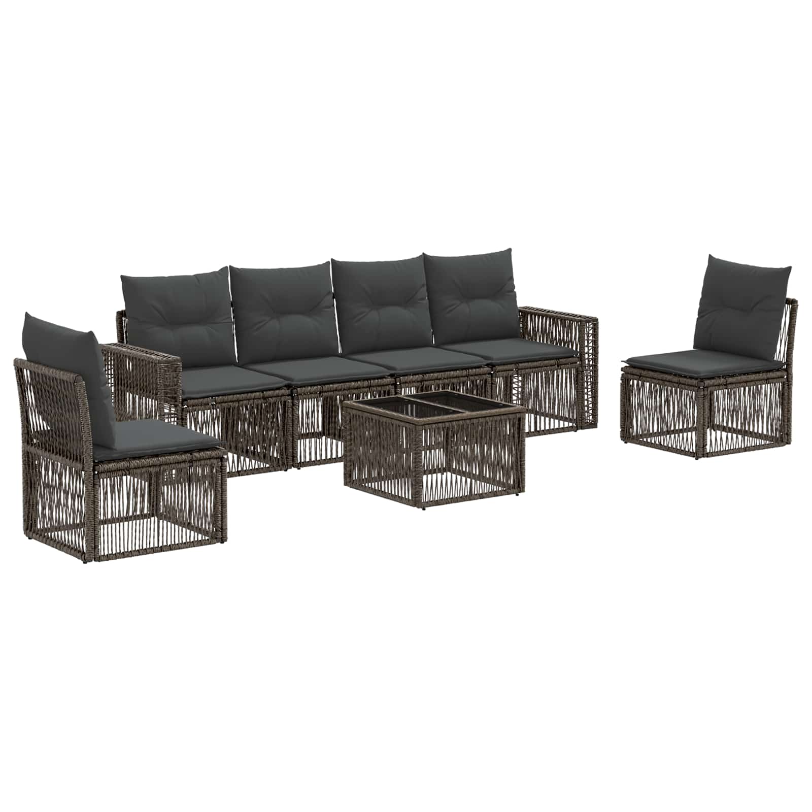 Ensemble de canapé de jardin 7 pcs Gris et Gris foncé polyrotin - XIOS