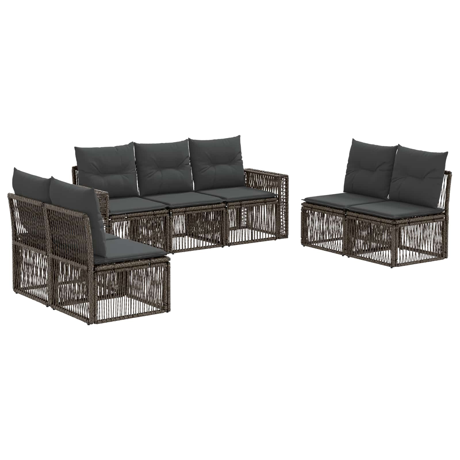 Ensemble de canapé de jardin 7 pcs Gris et Gris foncé polyrotin - XIOS