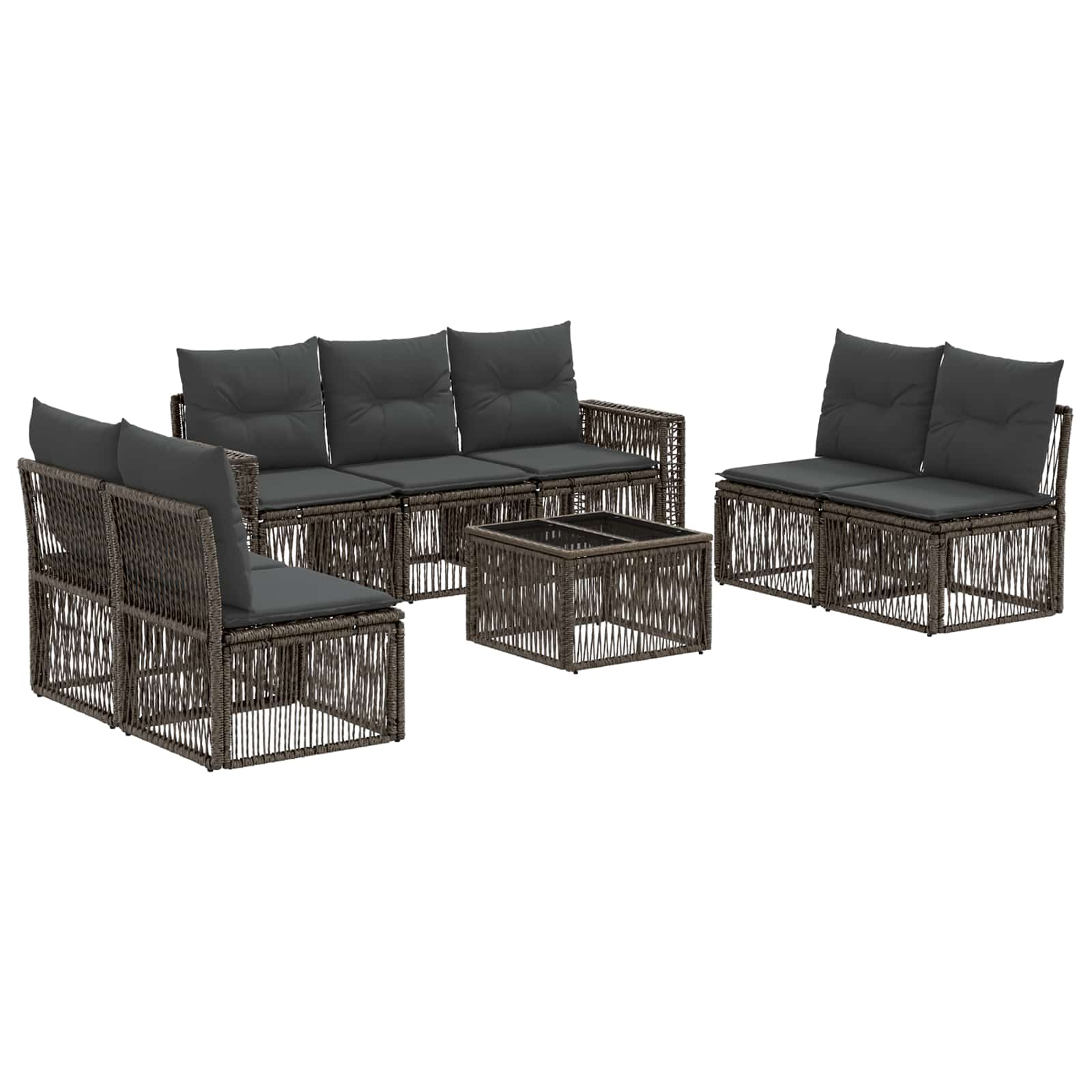 Ensemble de canapé de jardin 8 pcs Gris et Gris foncé polyrotin - XIOS