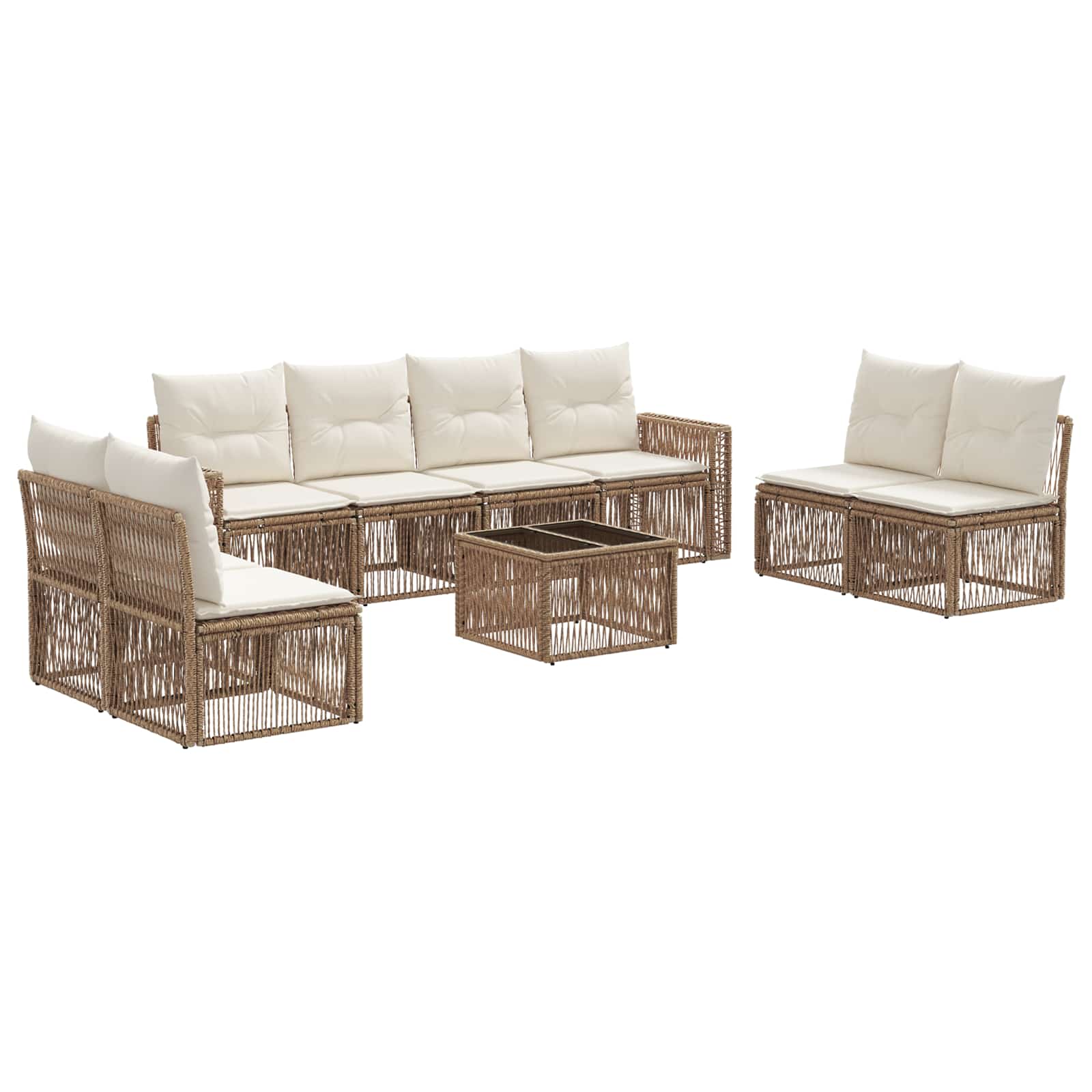 Ensemble de canapé de jardin 9 pcs Beige et blanc crème - XIOS