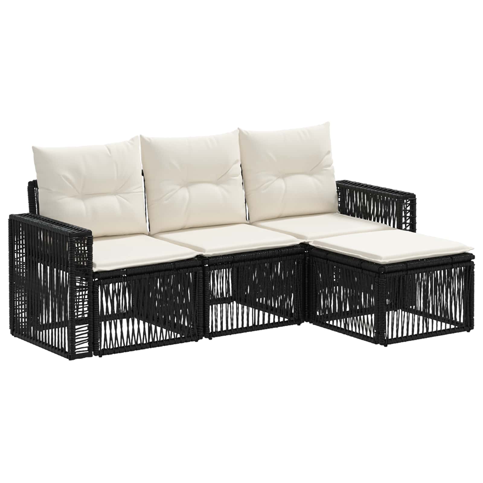 Ensemble de canapé de jardin 4 pcs Noir et blanc crème - XIOS