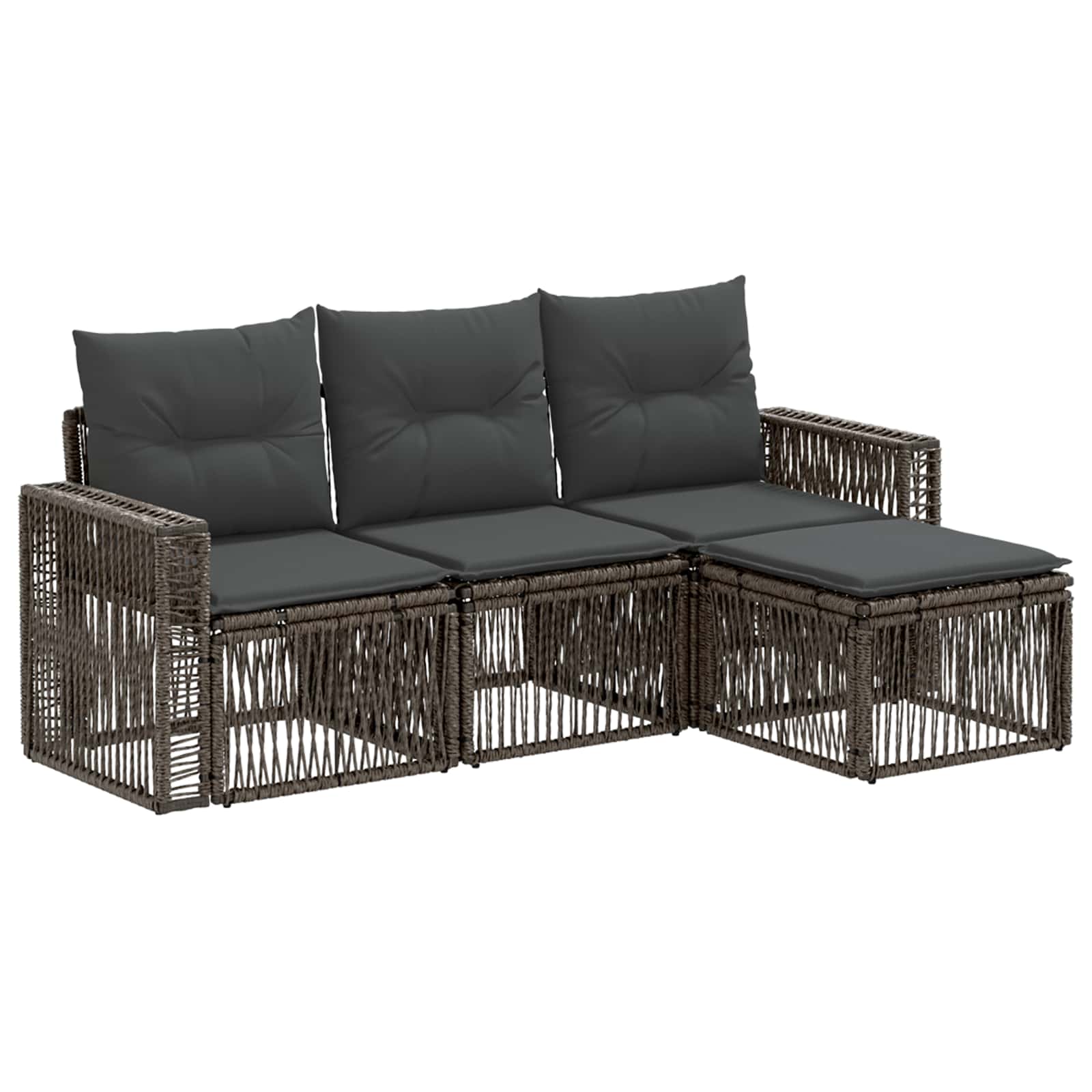 Ensemble de canapé de jardin 4 pcs Gris et Gris foncé polyrotin - XIOS