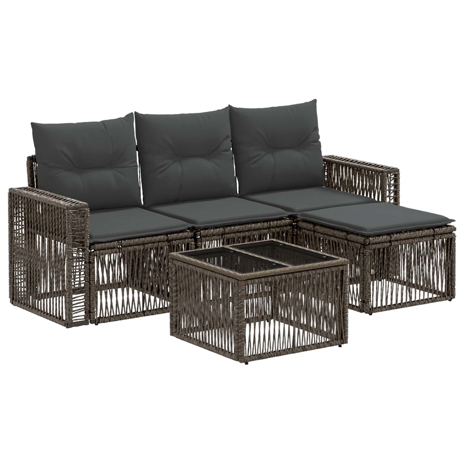 Ensemble de canapé de jardin 5 pcs Gris et Gris foncé polyrotin - XIOS