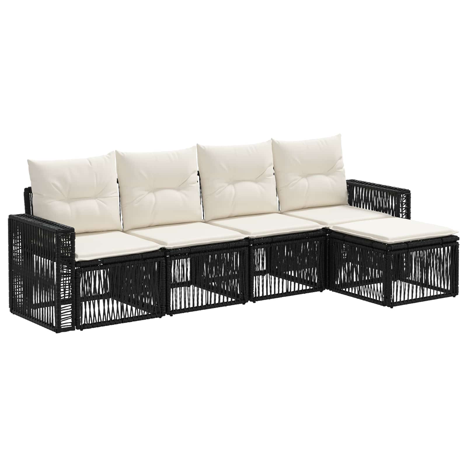 Ensemble de canapé de jardin 5 pcs Noir et blanc crème - XIOS