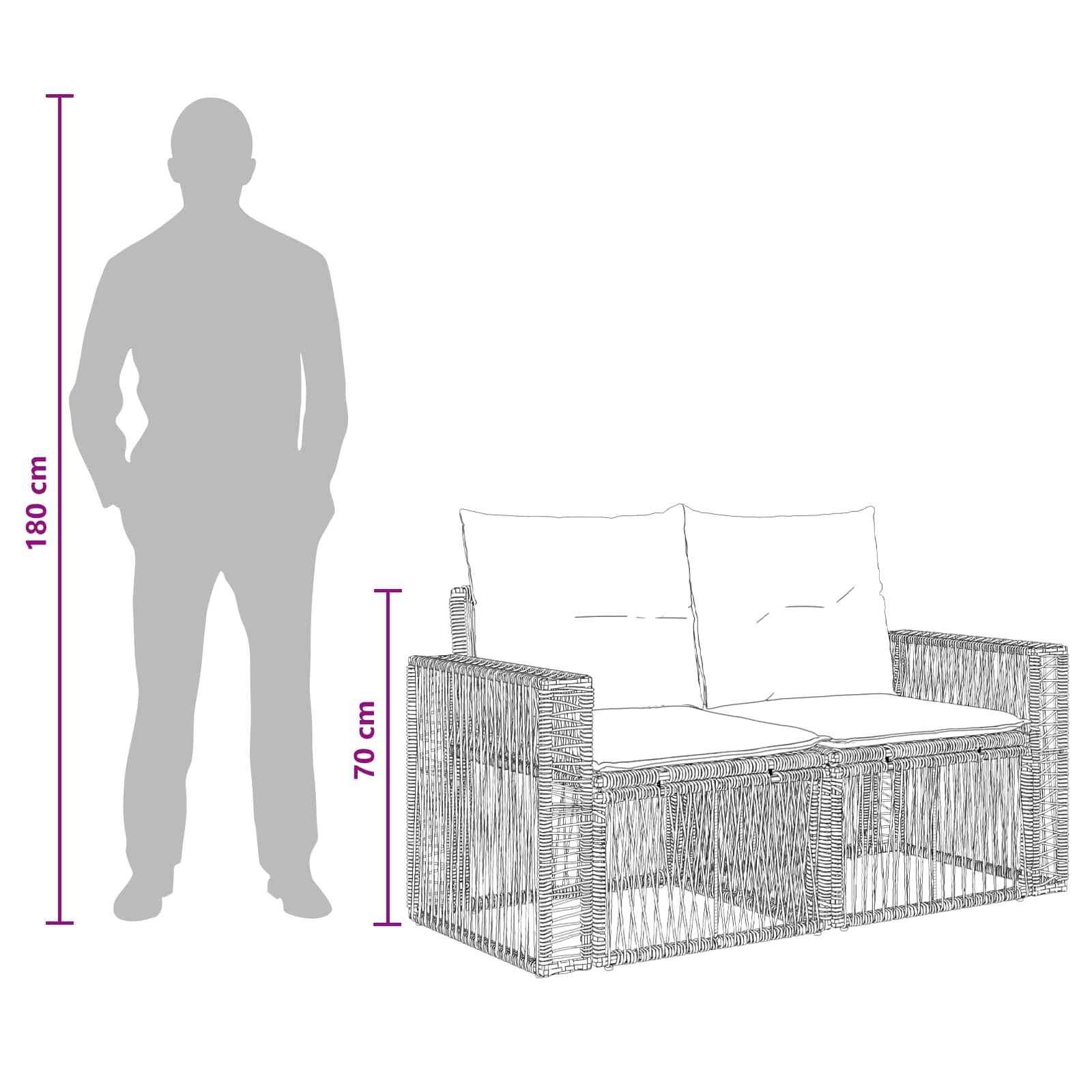 Ensemble de canapé de jardin 5 pcs Noir et blanc crème - XIOS