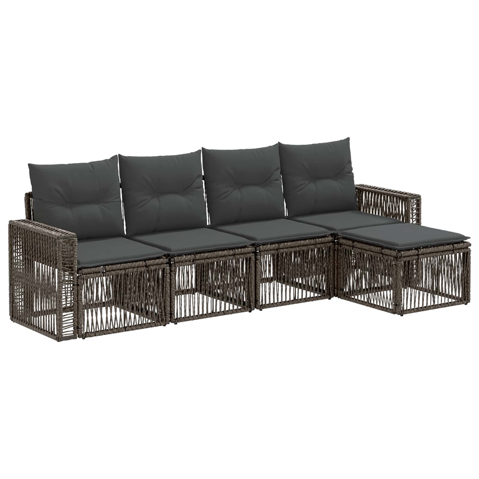 Ensemble de canapé de jardin 5 pcs Gris et Gris foncé polyrotin - XIOS