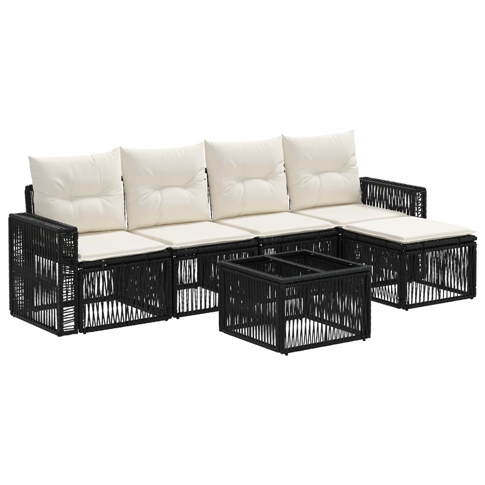 Ensemble de canapé de jardin 6 pcs Noir et blanc crème - XIOS
