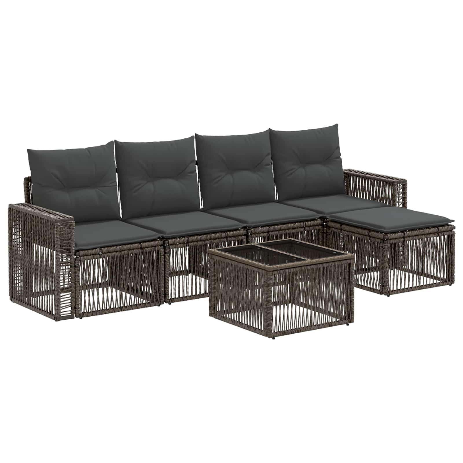 Ensemble de canapé de jardin 6 pcs Gris et Gris foncé polyrotin - XIOS