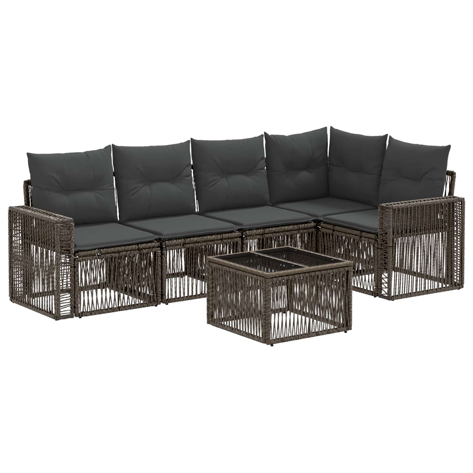 Ensemble de canapé de jardin 6 pcs Gris et Gris foncé polyrotin - XIOS