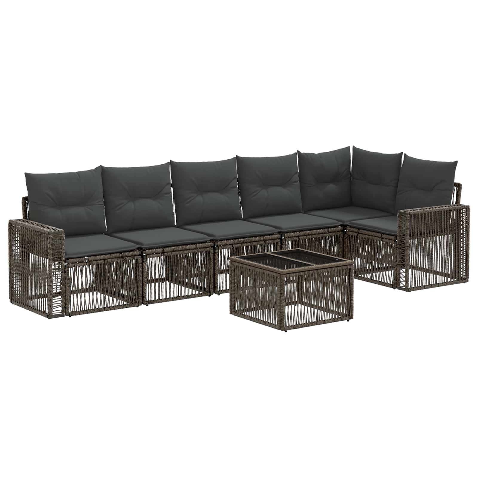Ensemble de canapé de jardin 7 pcs Gris et Gris foncé polyrotin - XIOS