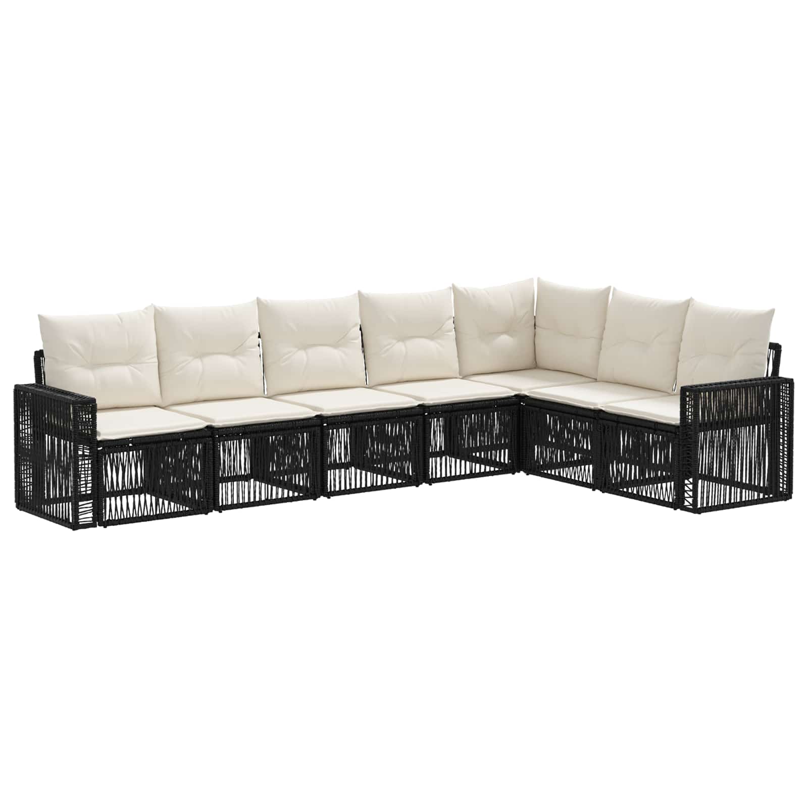 Ensemble de canapé de jardin 7 pcs Noir et blanc crème - XIOS