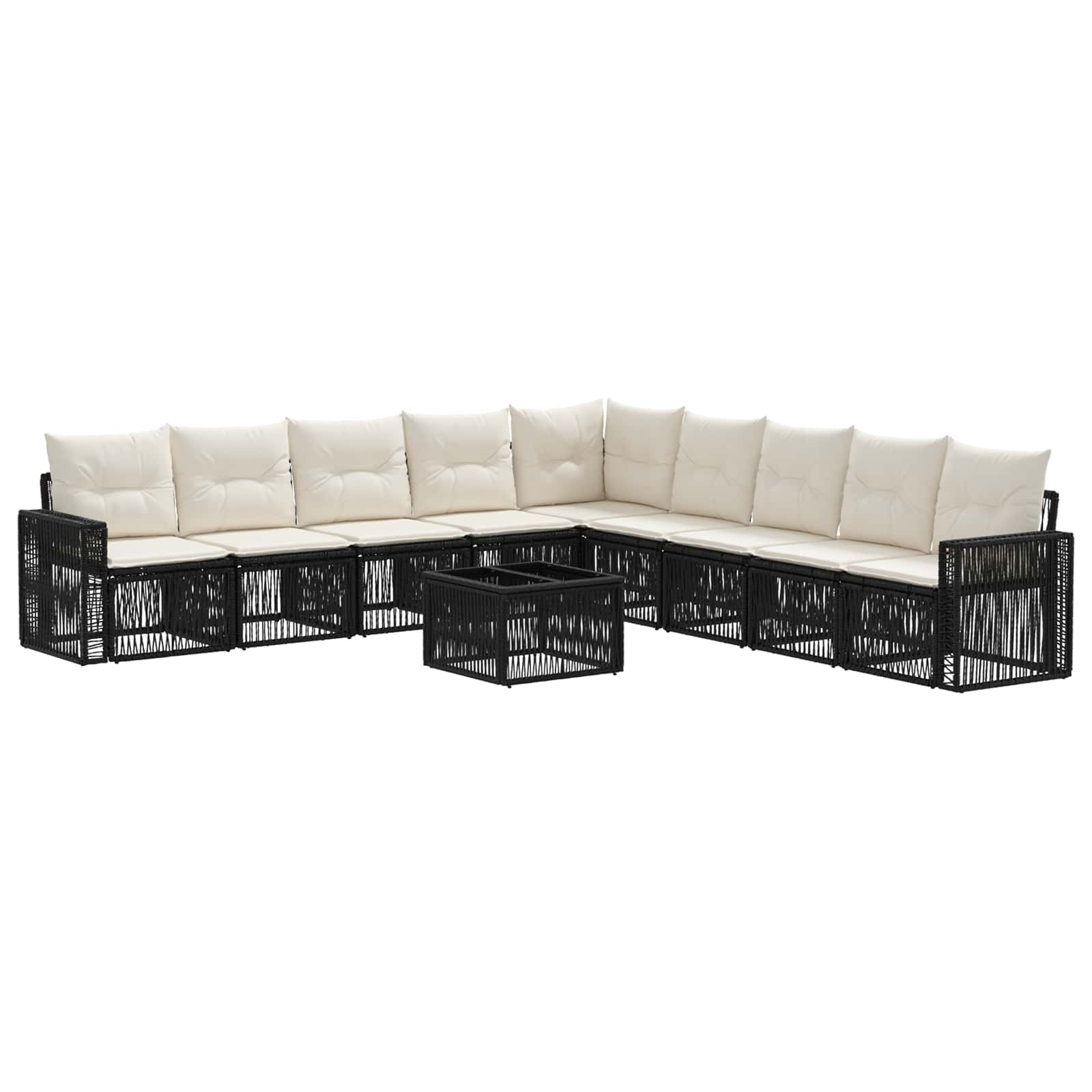 Ensemble de canapé de jardin 10 pcs Noir et blanc crème - XIOS