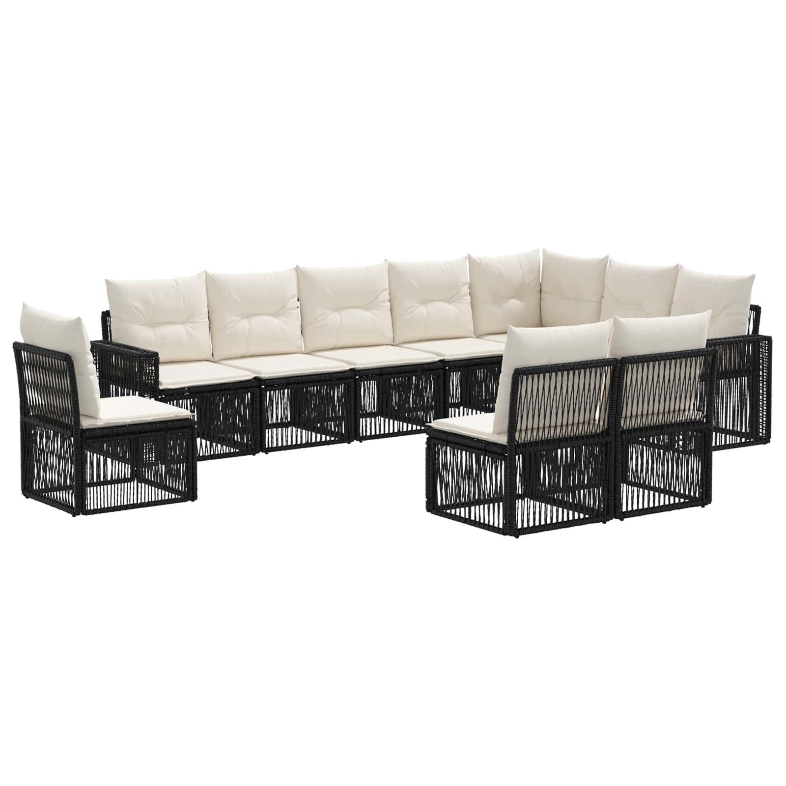 Ensemble de canapé de jardin 10 pcs Noir et blanc crème - XIOS