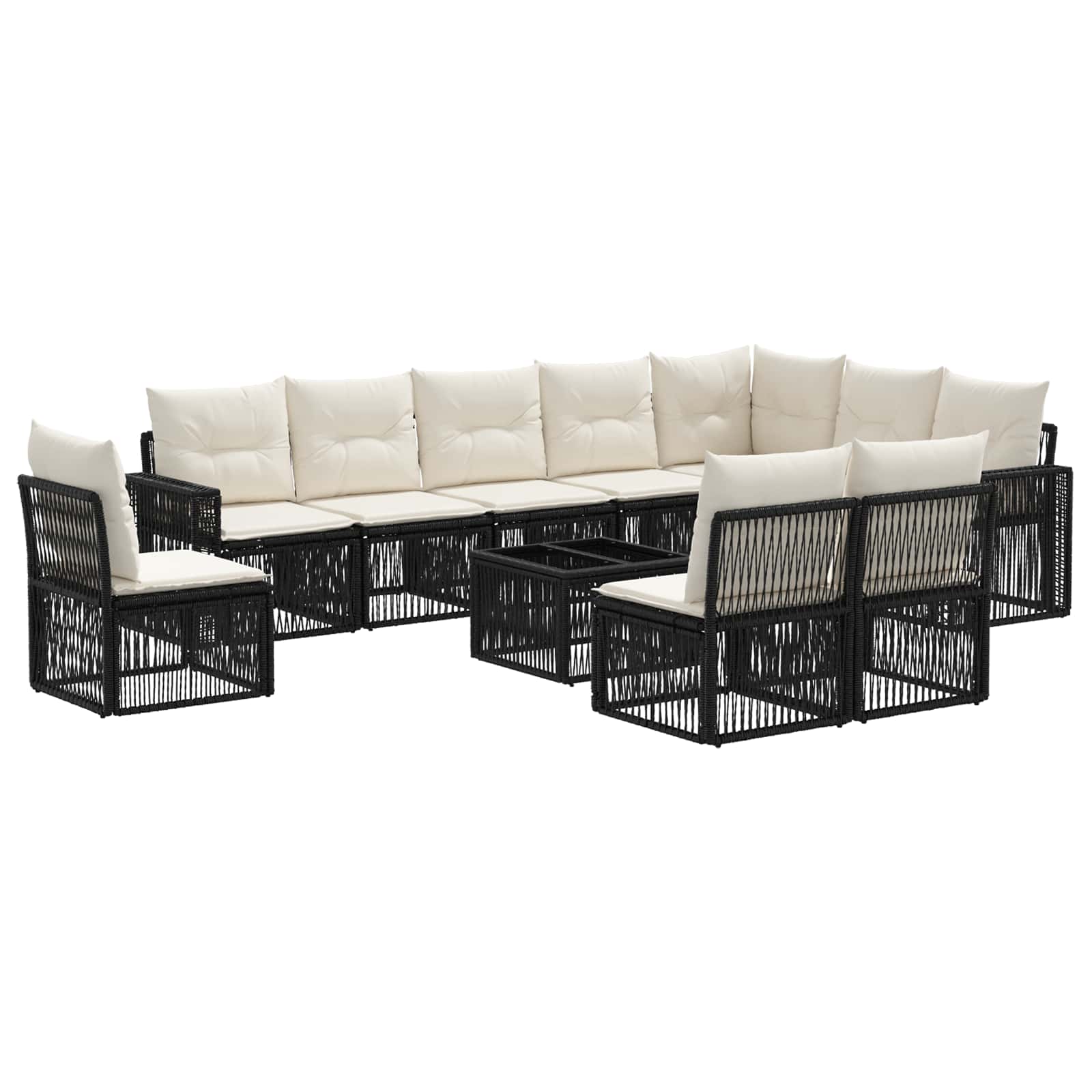 Ensemble de canapé de jardin 11 pcs Noir et blanc crème - XIOS