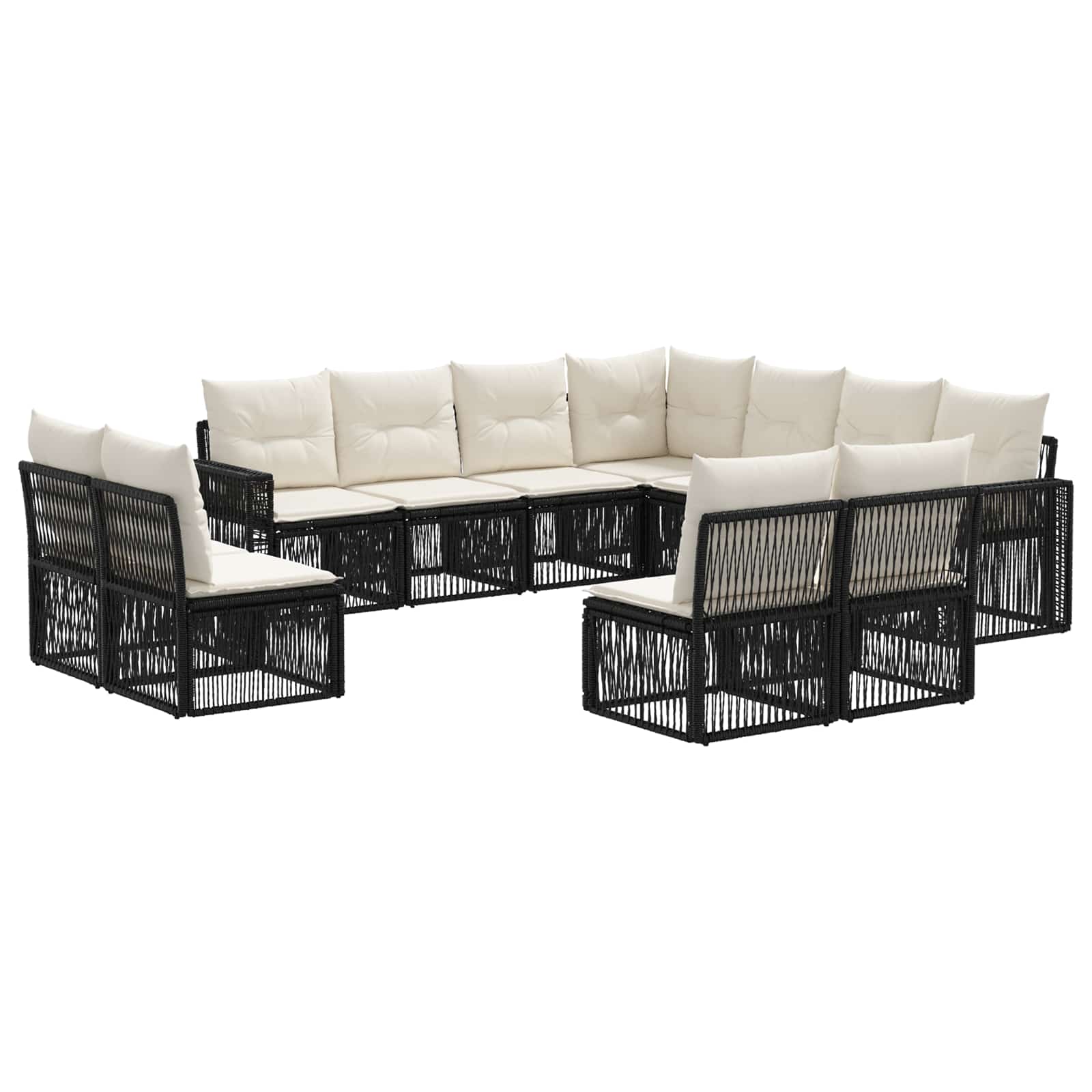 Ensemble de canapé de jardin 11 pcs Noir et blanc crème - XIOS