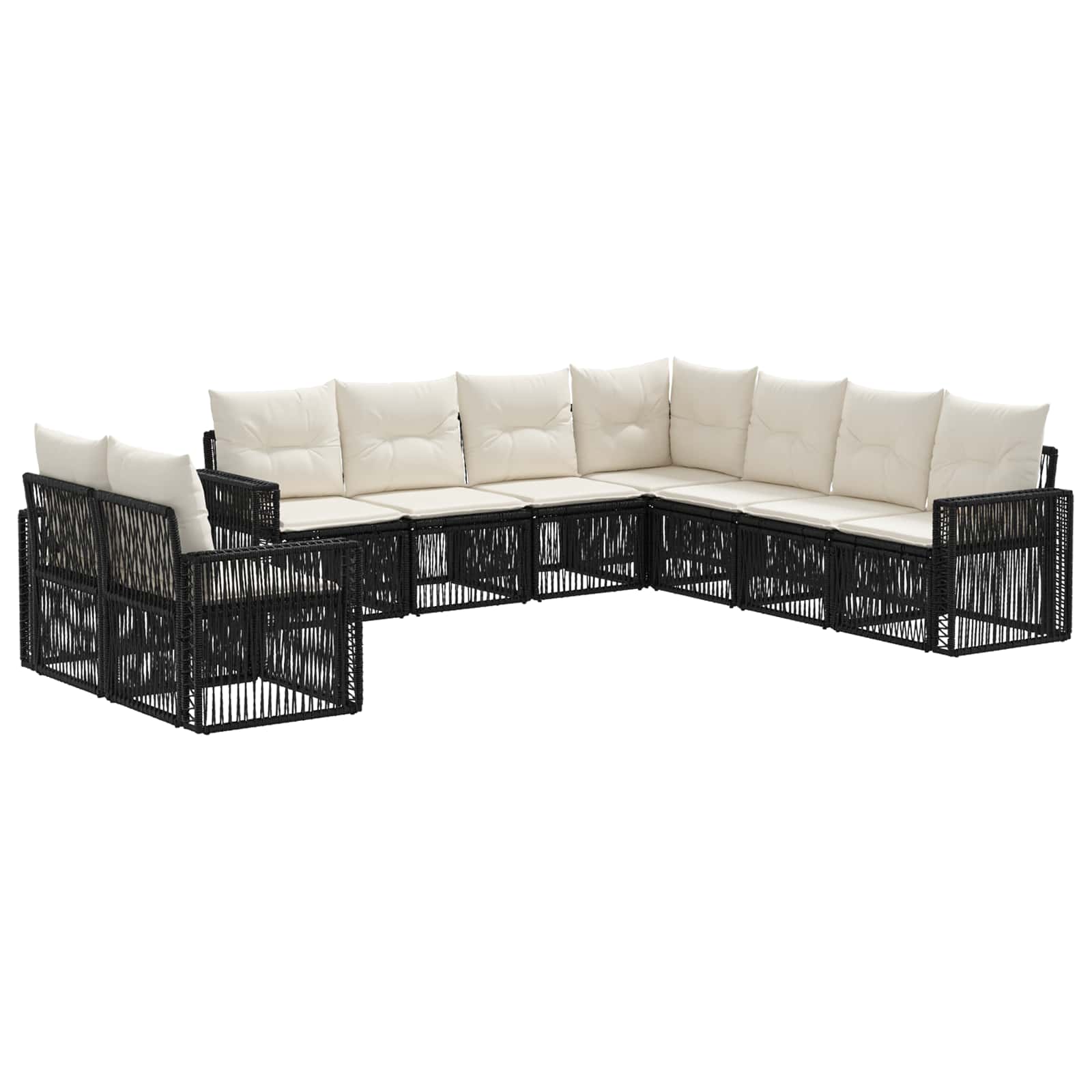 Ensemble de canapé de jardin 9 pcs Noir et blanc crème - XIOS
