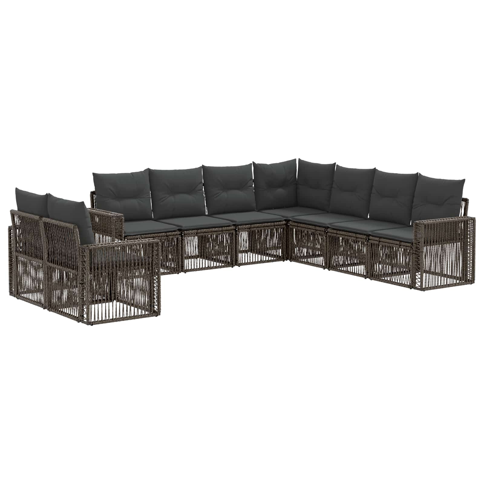 Ensemble de canapé de jardin 9 pcs Gris et Gris foncé polyrotin - XIOS