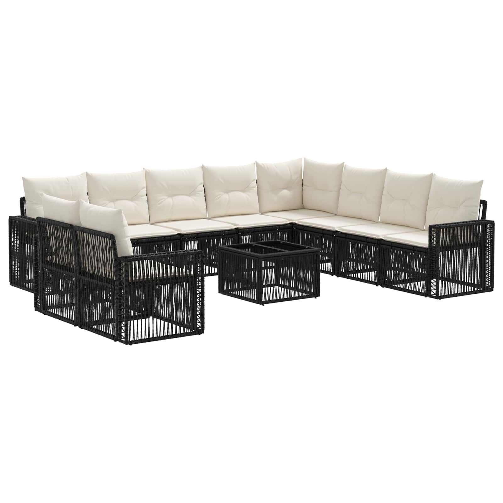 Ensemble de canapé de jardin 11 pcs Noir et blanc crème - XIOS