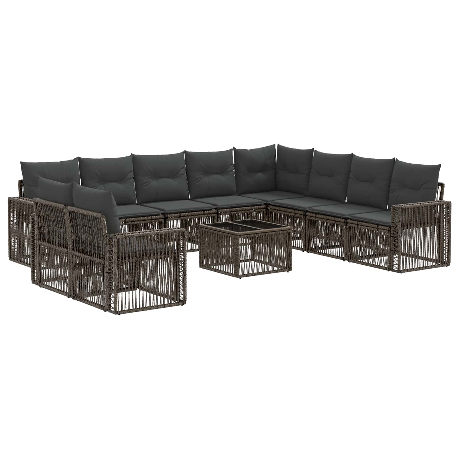 Ensemble de canapé de jardin 11 pcs Gris et Gris foncé - XIOS