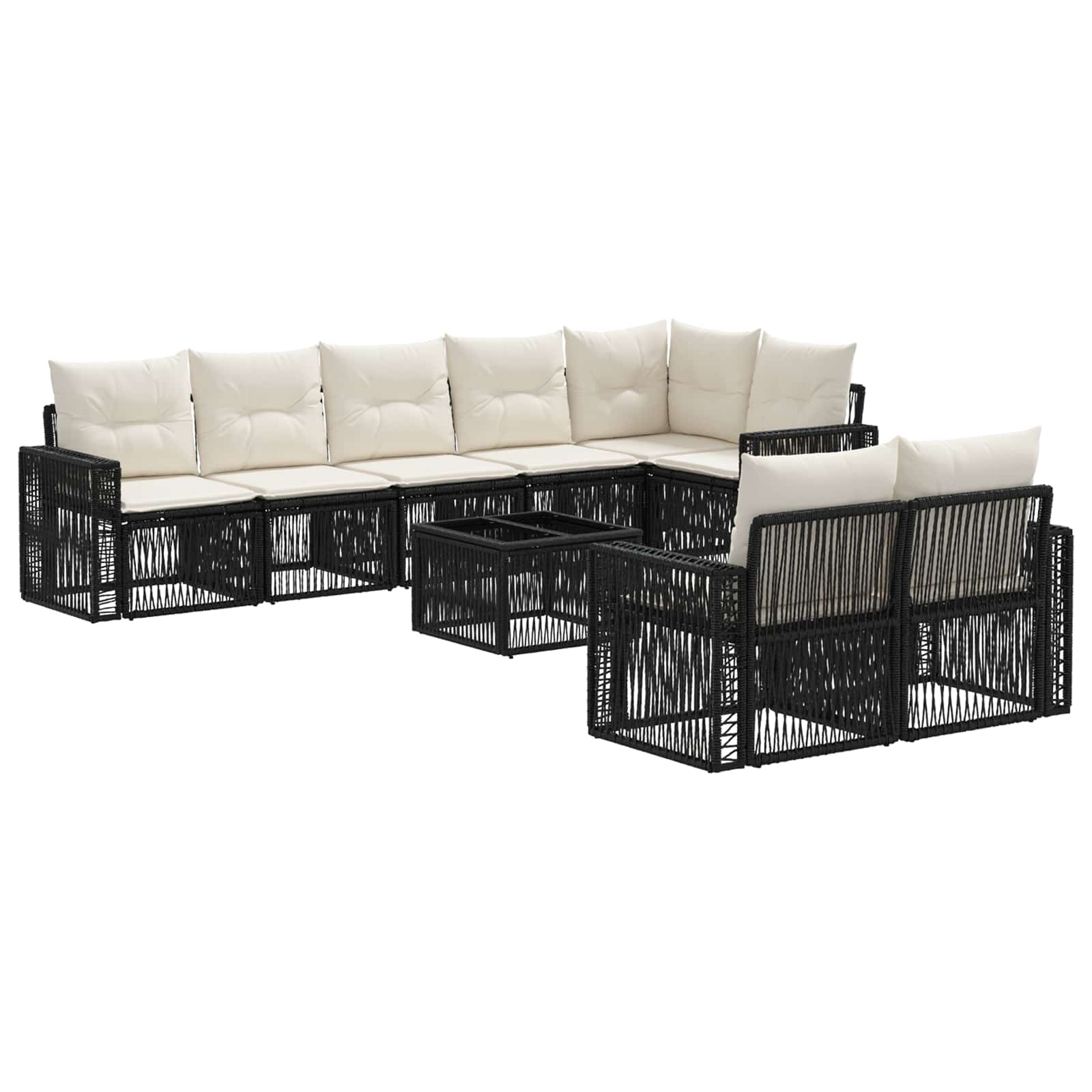 Ensemble de canapé de jardin 9 pcs Noir et blanc crème - XIOS