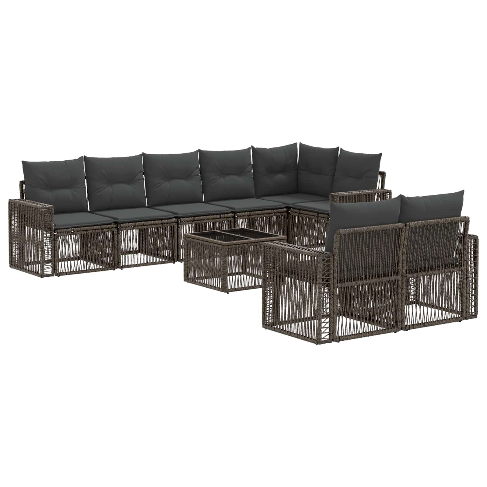 Ensemble de canapé de jardin 9 pcs Gris et Gris foncé polyrotin - XIOS
