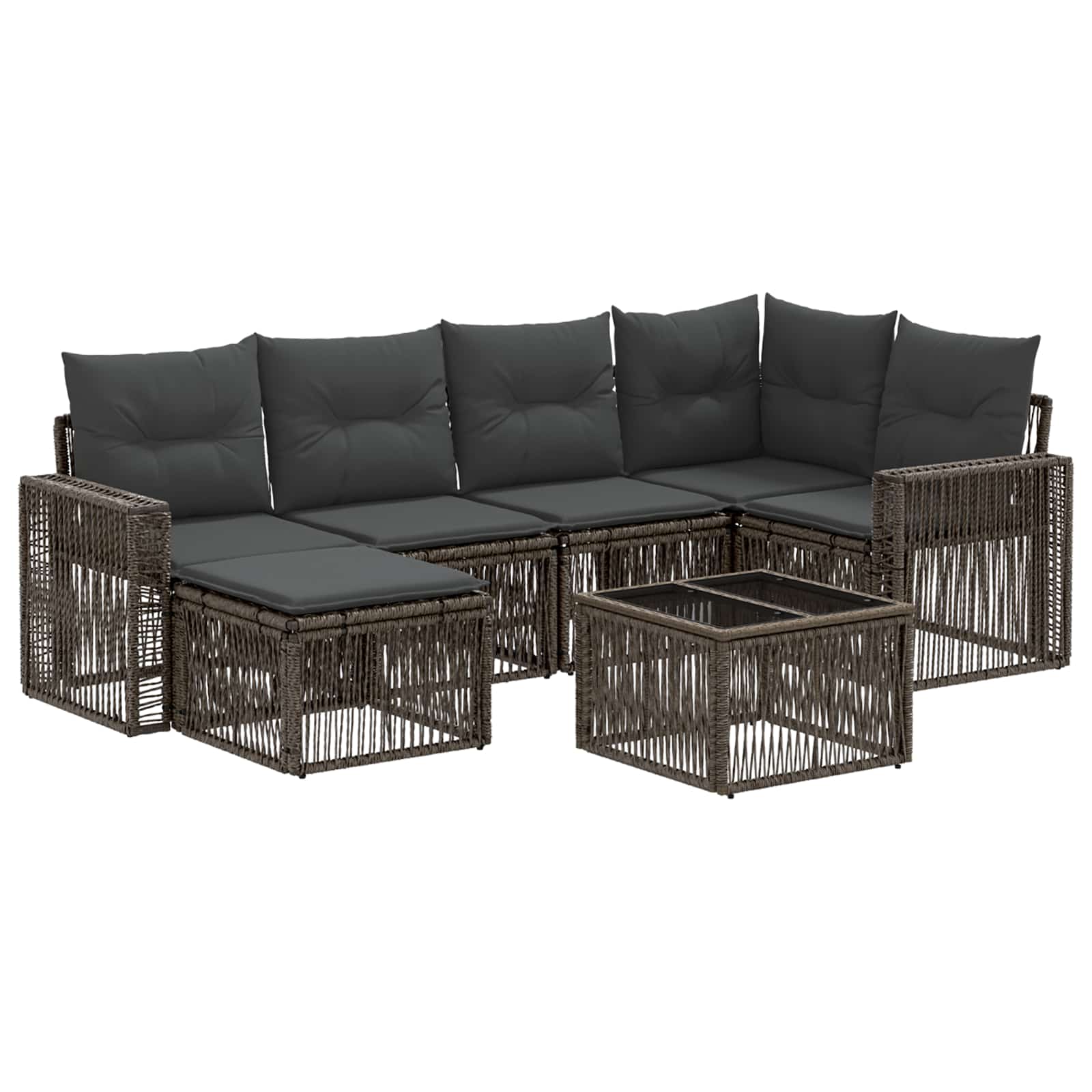Ensemble de canapé de jardin 7 pcs Gris et Gris foncé polyrotin - XIOS