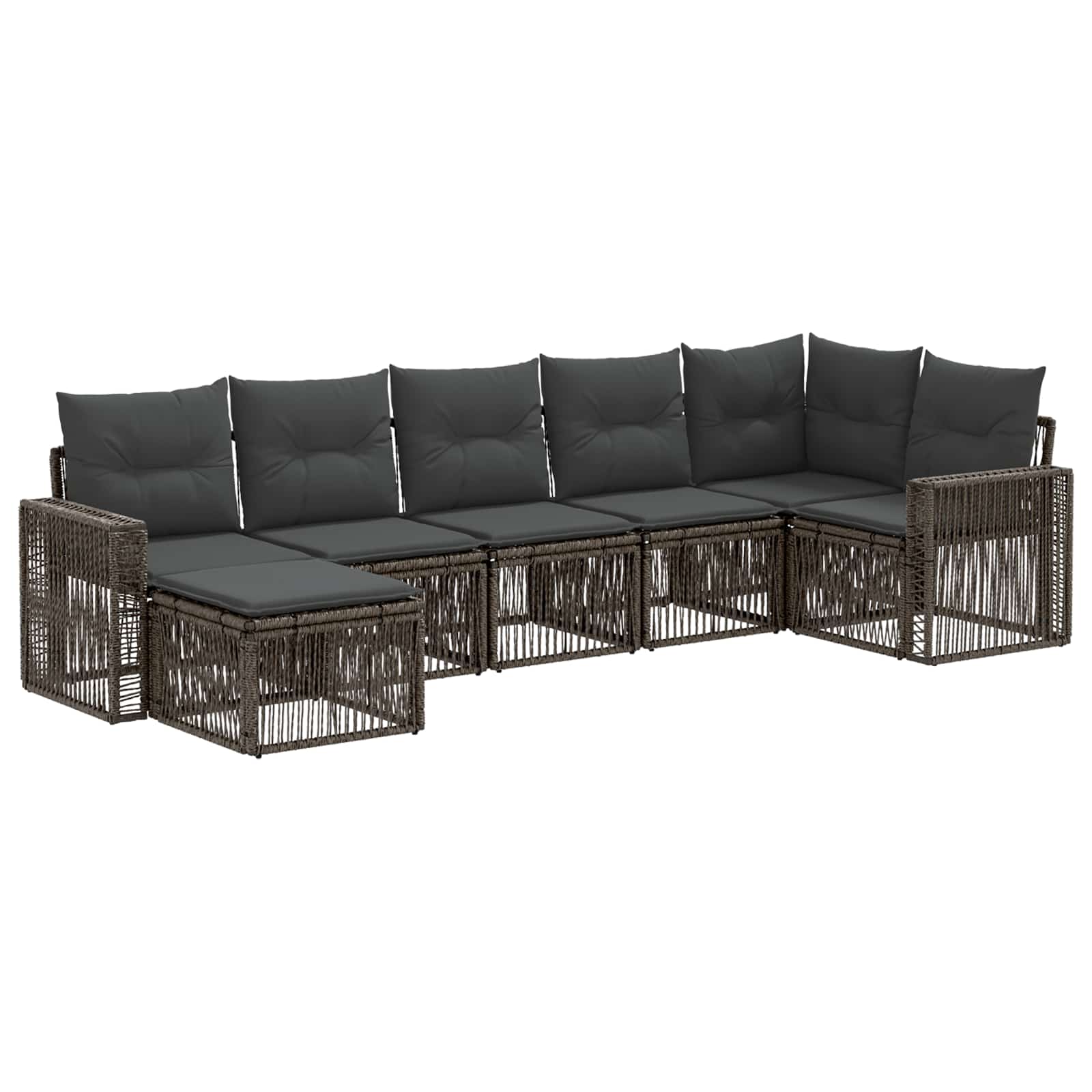 Ensemble de canapé de jardin 7 pcs Gris et Gris foncé polyrotin - XIOS