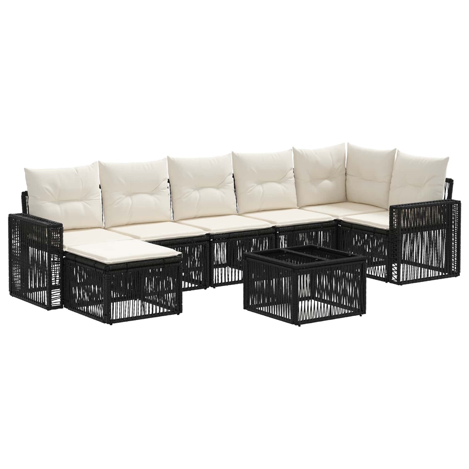 Ensemble de canapé de jardin 8 pcs Noir et blanc crème - XIOS