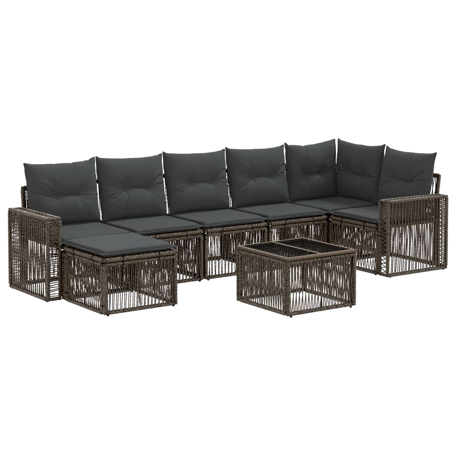 Ensemble de canapé de jardin 8 pcs Gris et Gris foncé polyrotin - XIOS