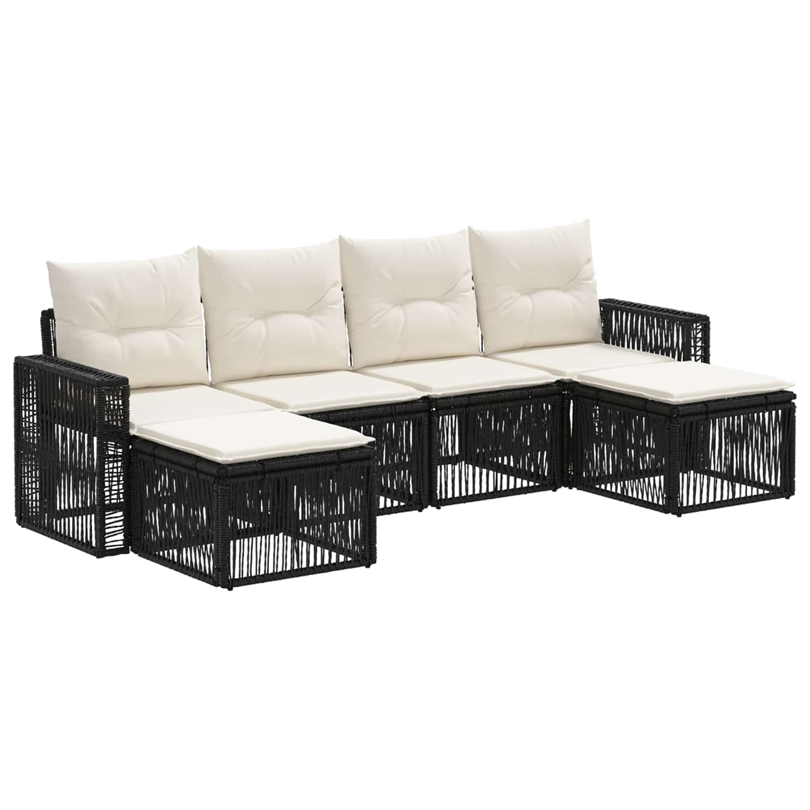 Ensemble de canapé de jardin 6 pcs Noir et blanc crème - XIOS