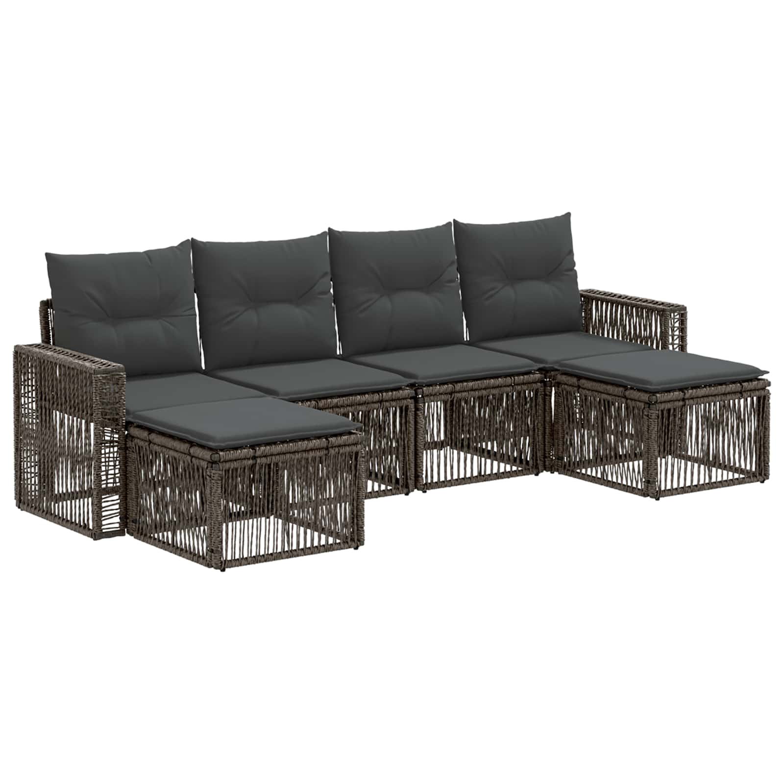Ensemble de canapé de jardin 6 pcs Gris et Gris foncé polyrotin - XIOS