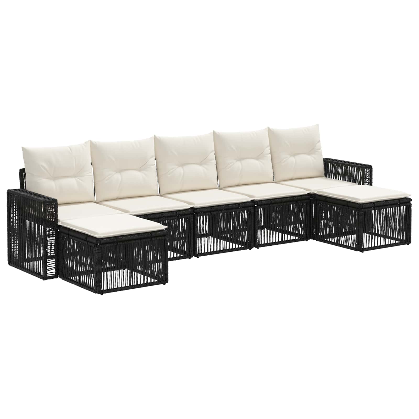 Ensemble de canapé de jardin 7 pcs Noir et blanc crème - XIOS