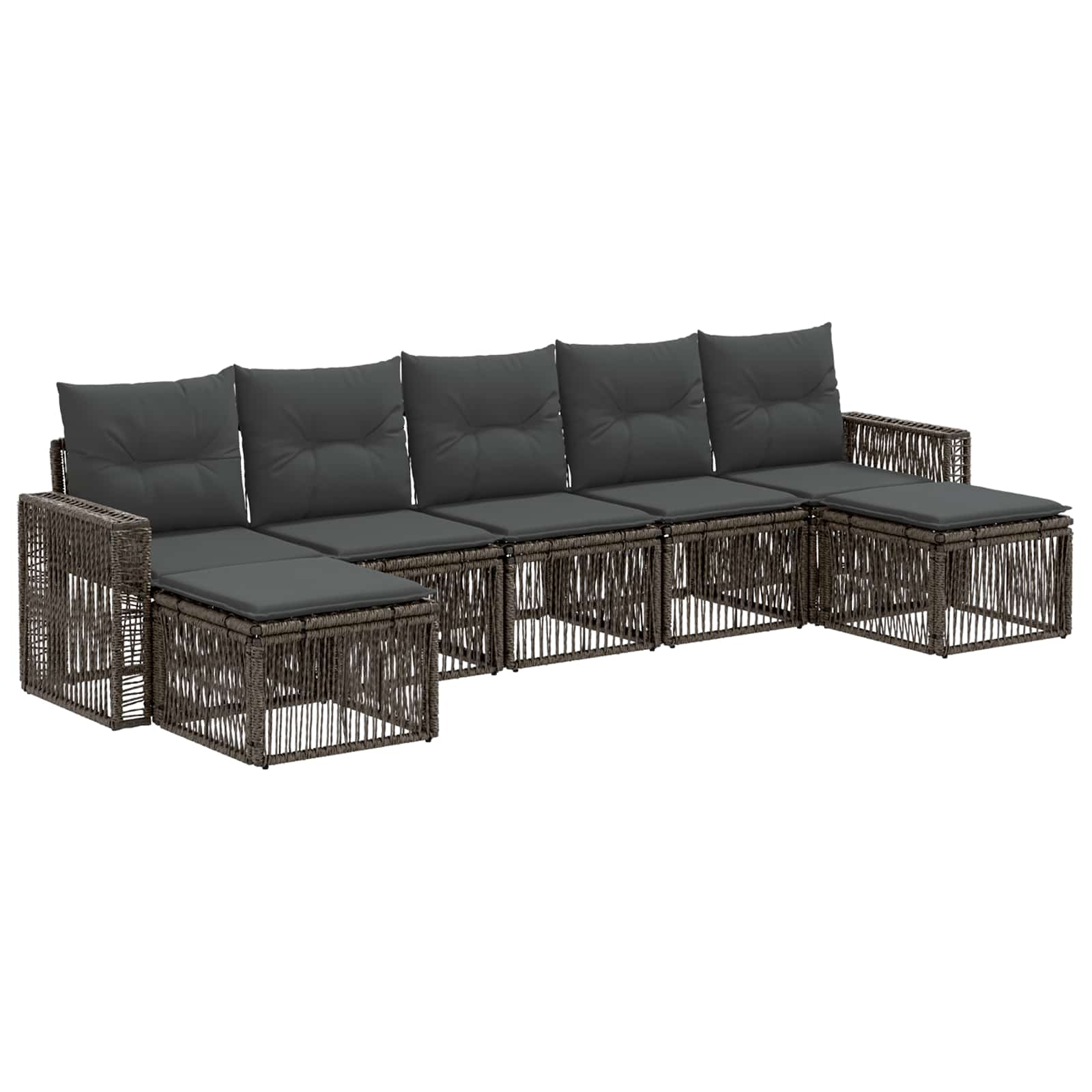 Ensemble de canapé de jardin 7 pcs Gris et Gris foncé polyrotin - XIOS