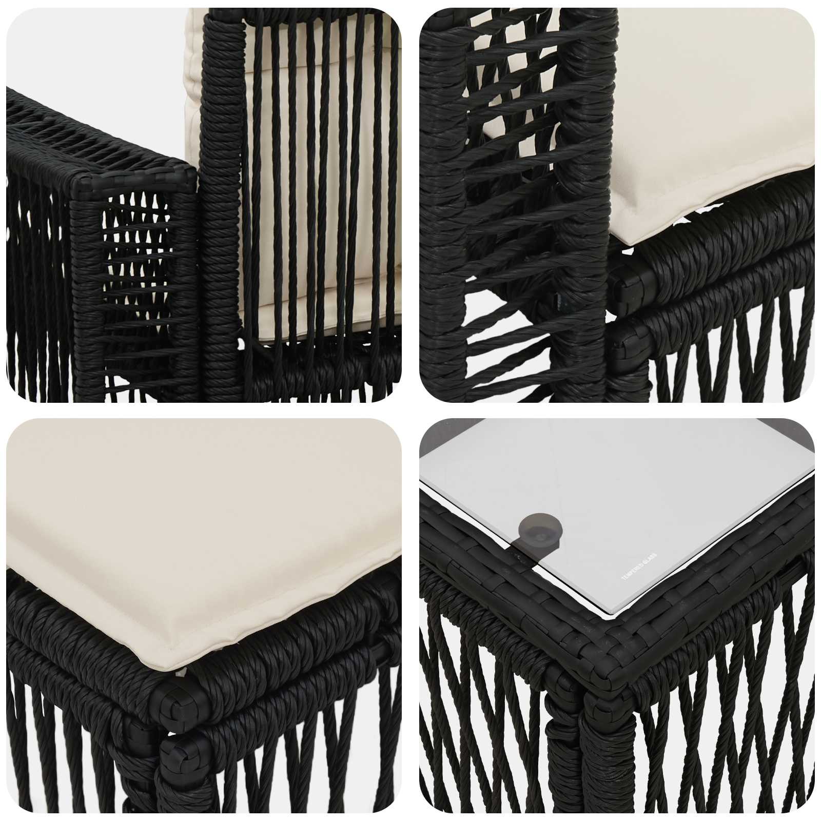 Ensemble de canapé de jardin 8 pcs Noir et blanc crème - XIOS
