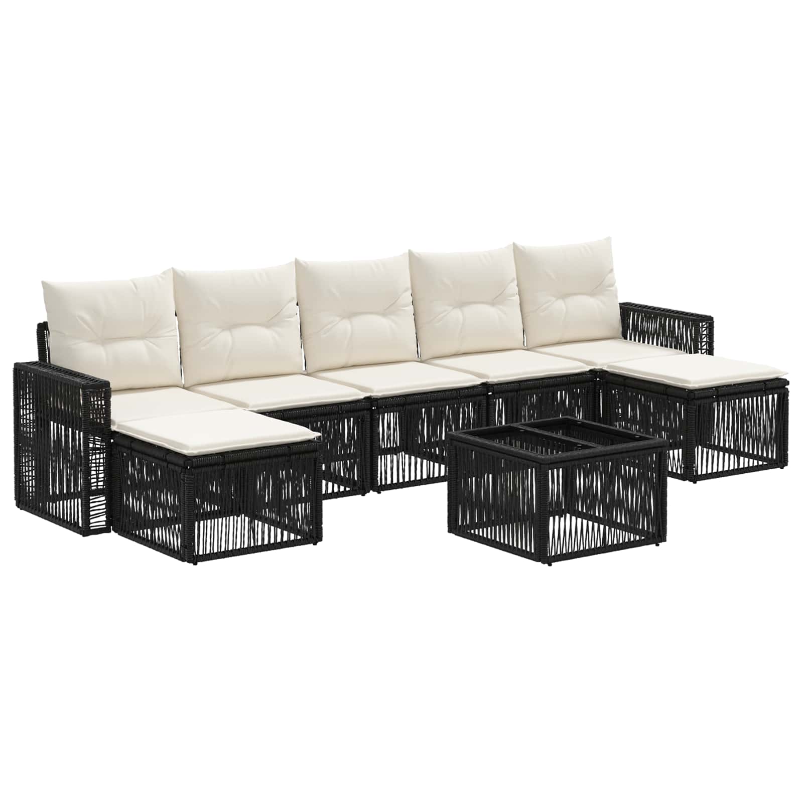 Ensemble de canapé de jardin 8 pcs Noir et blanc crème - XIOS