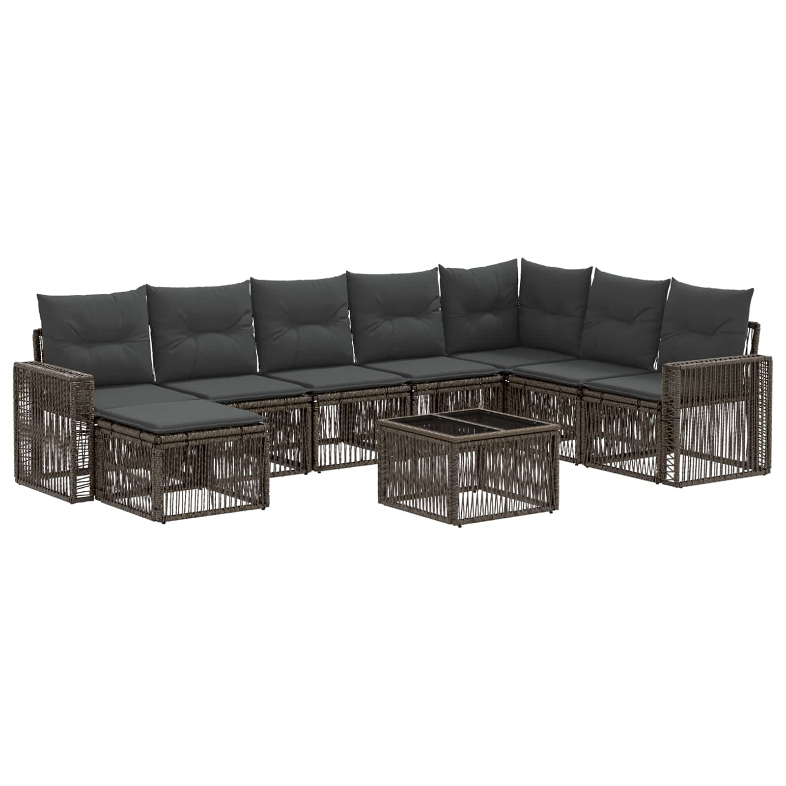 Ensemble de canapé de jardin 9 pcs Gris et Gris foncé polyrotin - XIOS