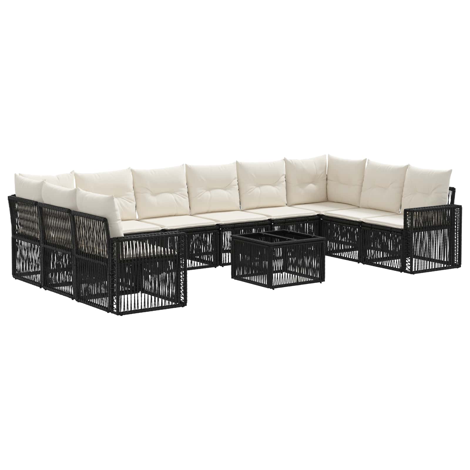 Ensemble de canapé de jardin 11 pcs Noir et blanc crème - XIOS